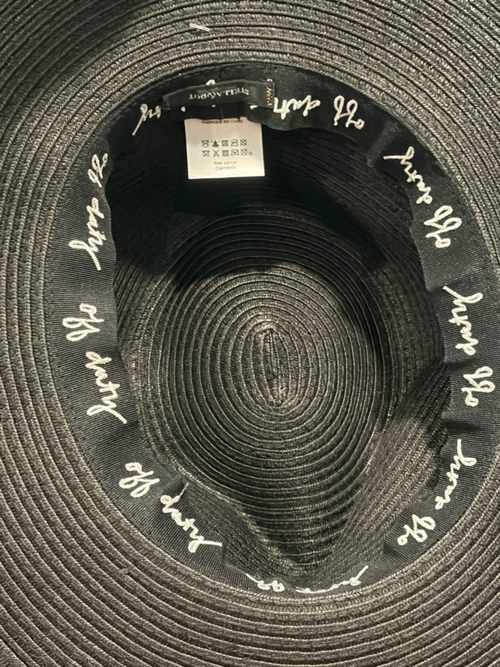 π₯ππ₯ Stella & Dot Black Straw Sun Hat with Black & White Ribbon - "Off Duty" Band - Picture 4 of 6
